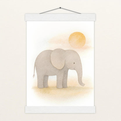 Emil der Elefant - Motiv: "Sonne" Poster mit Leisten von tinylearner