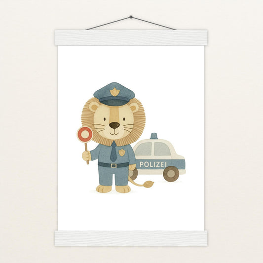 Leo der Löwe - Motiv: "Polizei" Poster mit Leisten von tinylearner