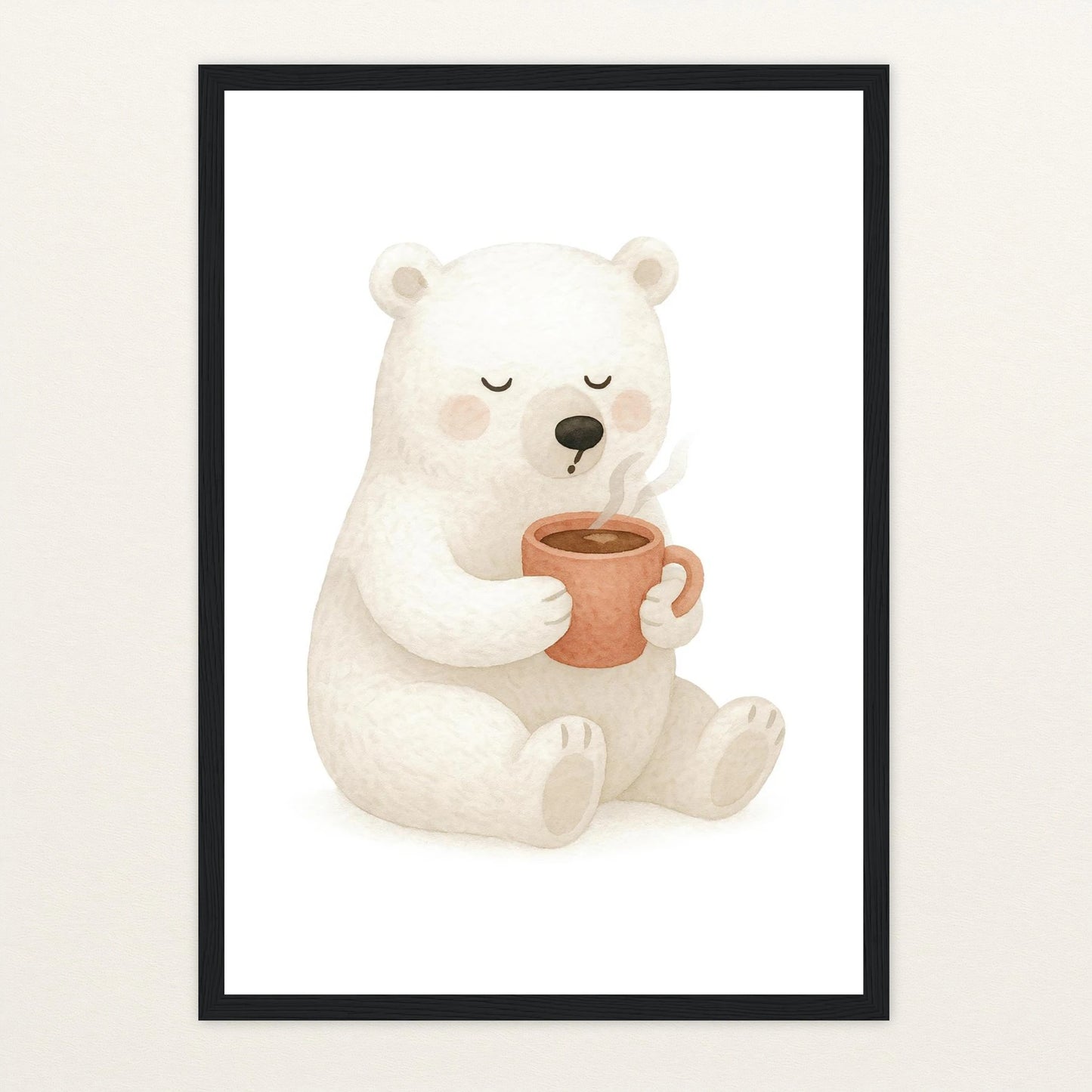 Pummel der Polarbär - Motiv: "Kakao" Poster mit Holzrahmen von tinylearner