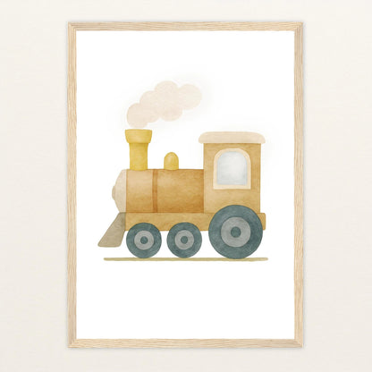 Lokomotive Poster mit Holzrahmen von tinylearner