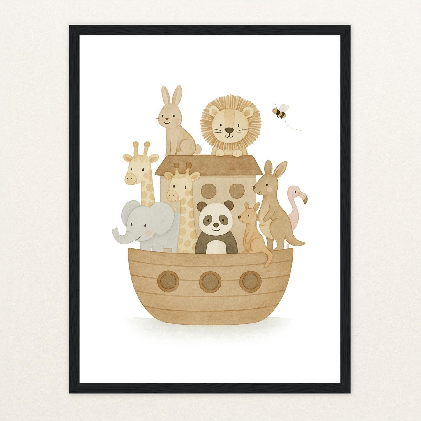 Tierfreunde - Motiv: "Arche Noah" Poster mit Holzrahmen von tinylearner