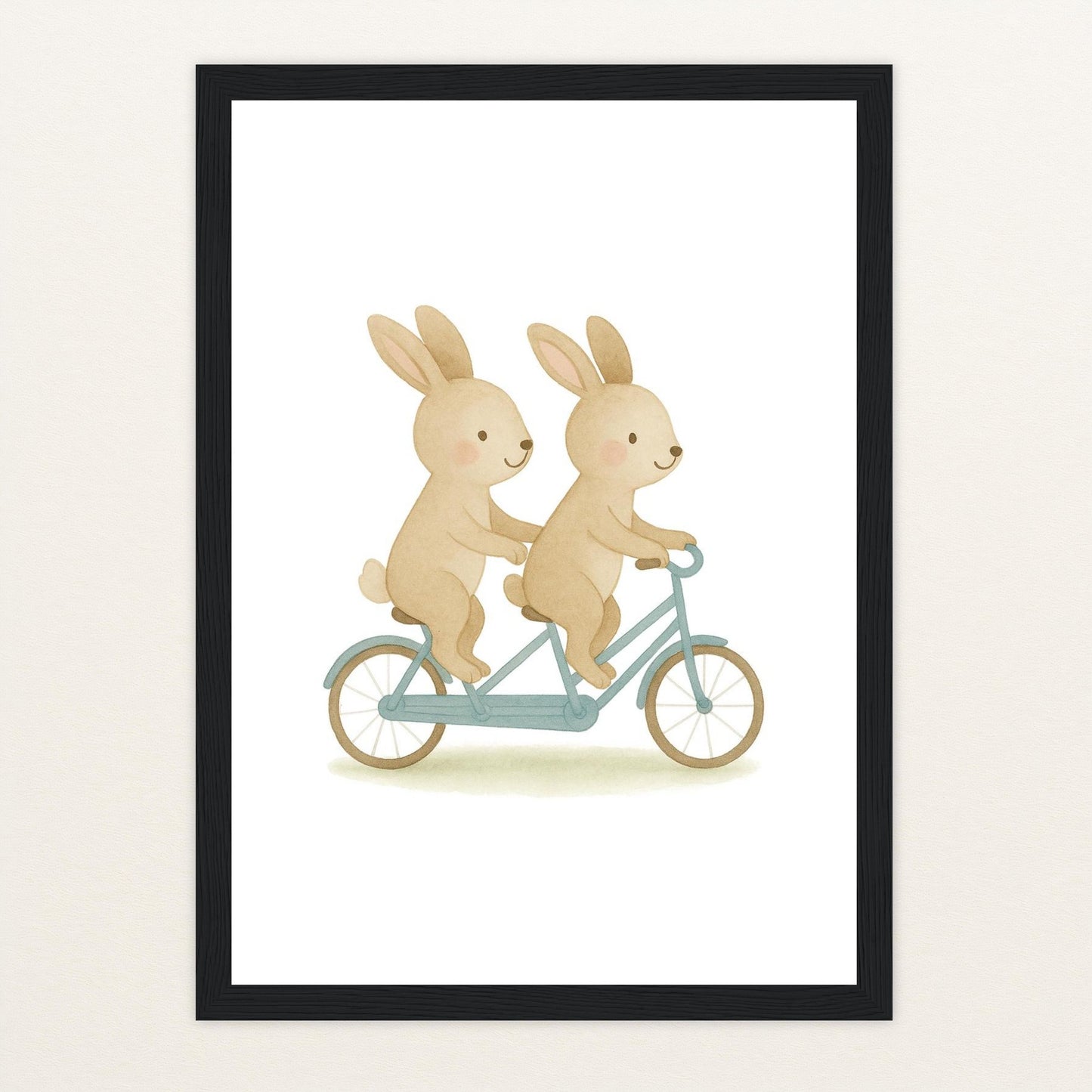 Holly der Hase - Motiv: "Tandem" Poster mit Holzrahmen von tinylearner