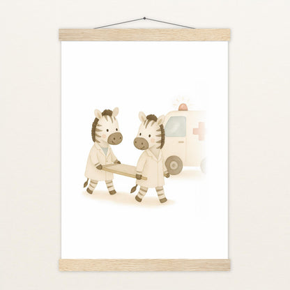 Zinni das Zebra - Motiv: "Krankenwagen" Poster mit Leisten von tinylearner