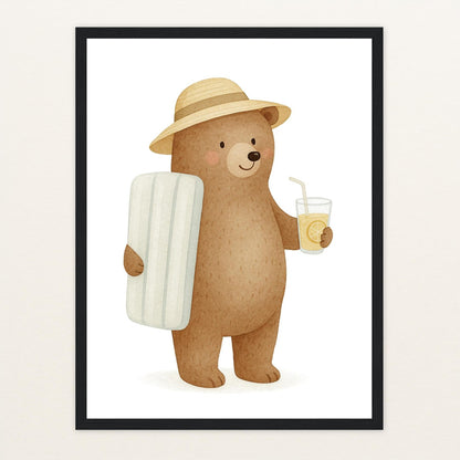 Balu der Bär - Motiv: "Strandtag" Poster mit Holzrahmen von tinylearner