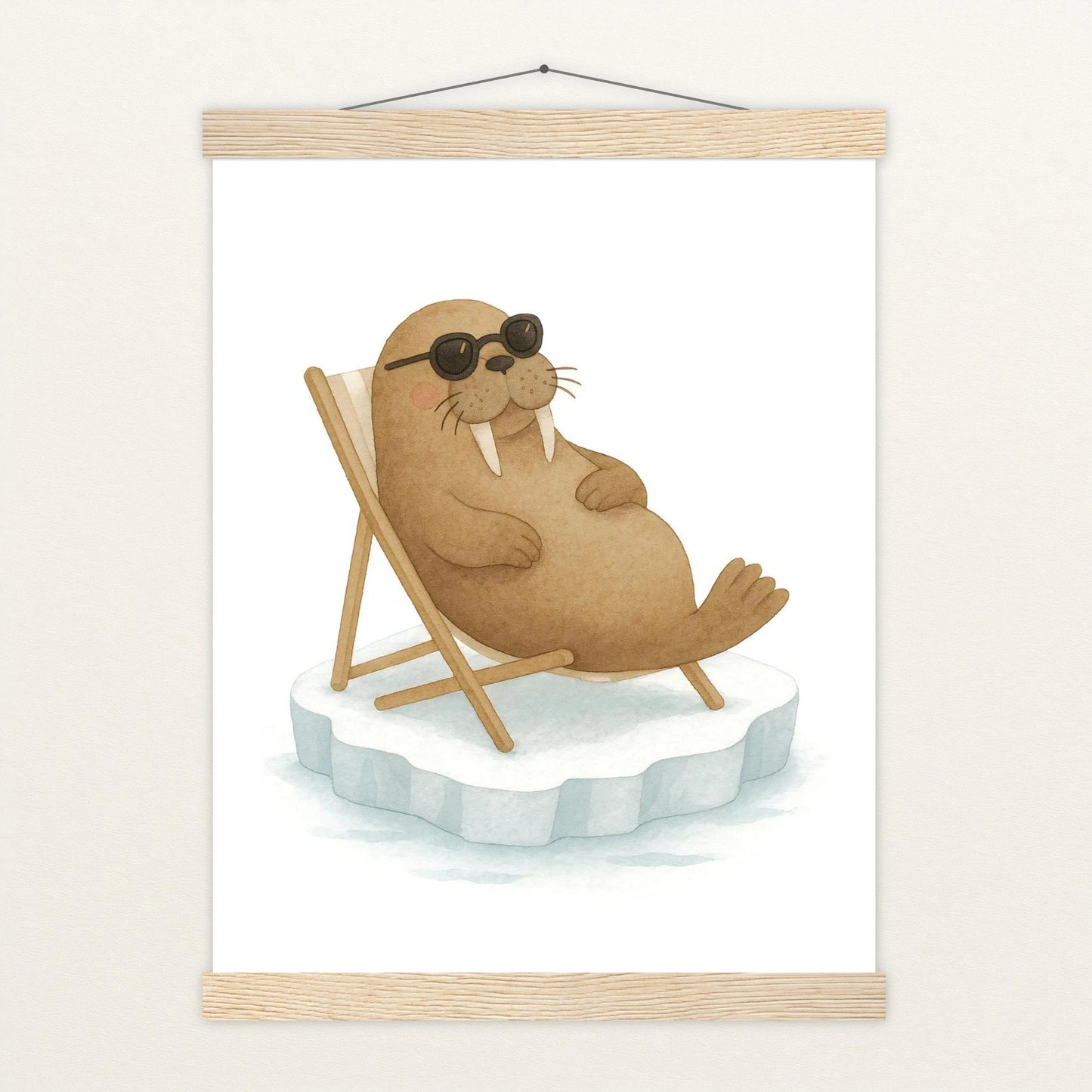 Wally das Walross - Motiv: "Liegestuhl" Poster mit Leisten von tinylearner
