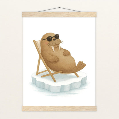 Wally das Walross - Motiv: "Liegestuhl" Poster mit Leisten von tinylearner