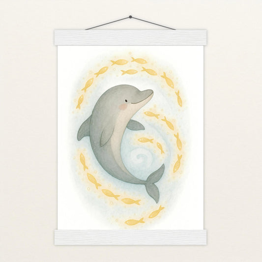 Dora der Delfin - Motiv: "Leuchtfische" Poster mit Leisten von tinylearner