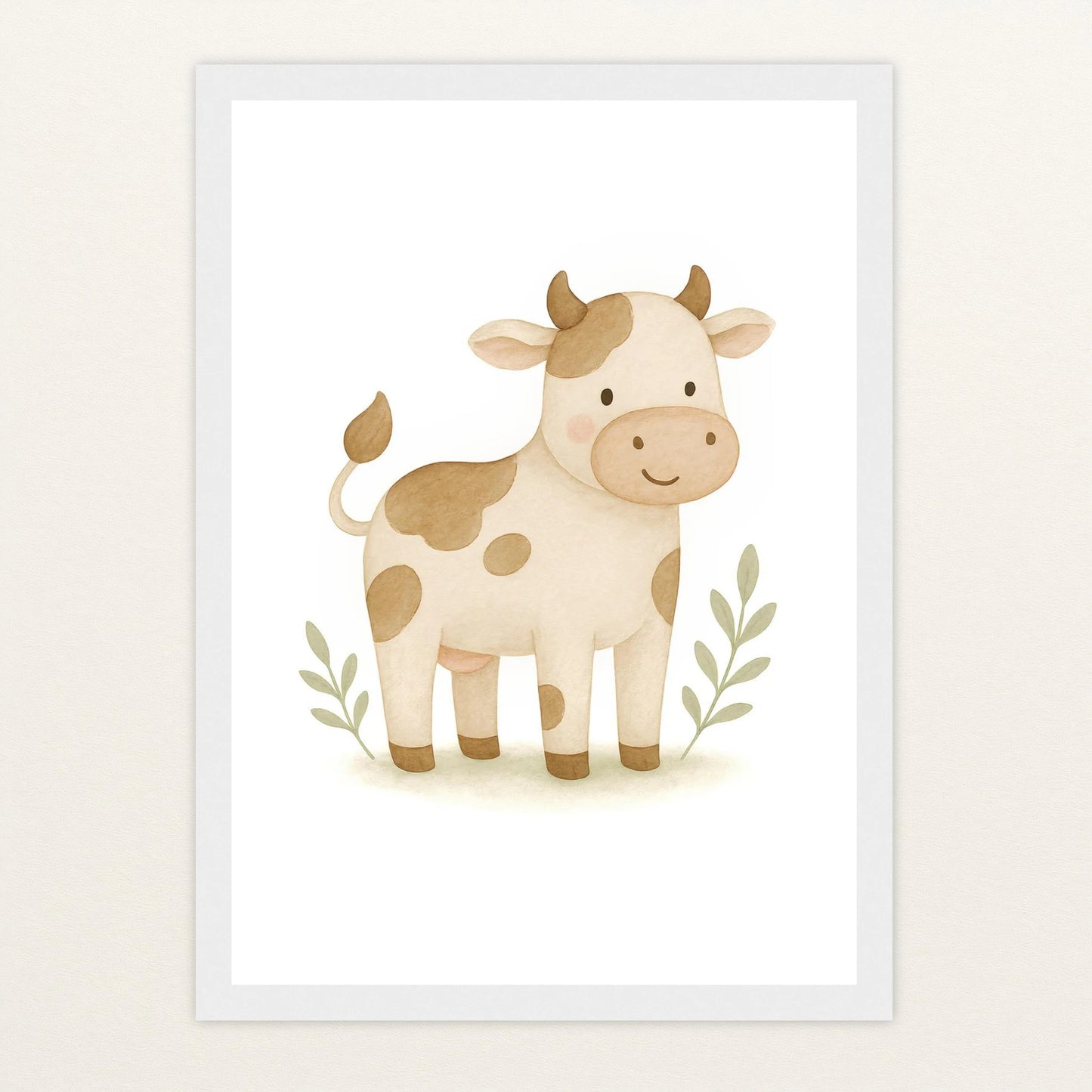 Klara die Kuh Poster mit Holzrahmen von tinylearner