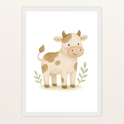 Klara die Kuh Poster mit Holzrahmen von tinylearner