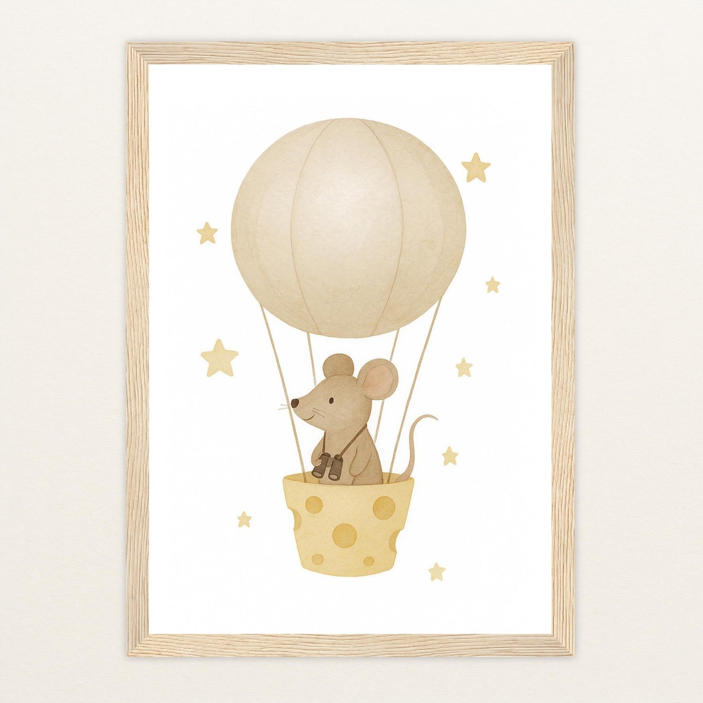 Mimi die Maus - Motiv: "Heißluftballon" Poster mit Holzrahmen von tinylearner