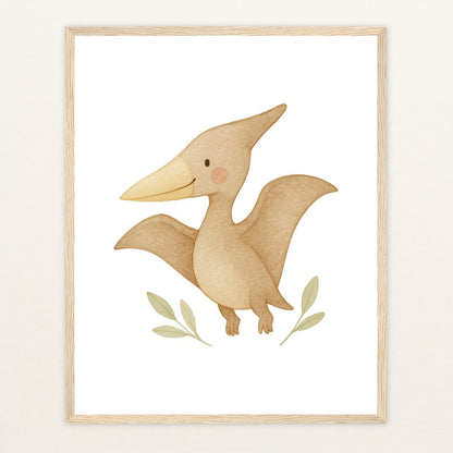 Dinosaurier Pteranodon Poster mit Holzrahmen von tinylearner