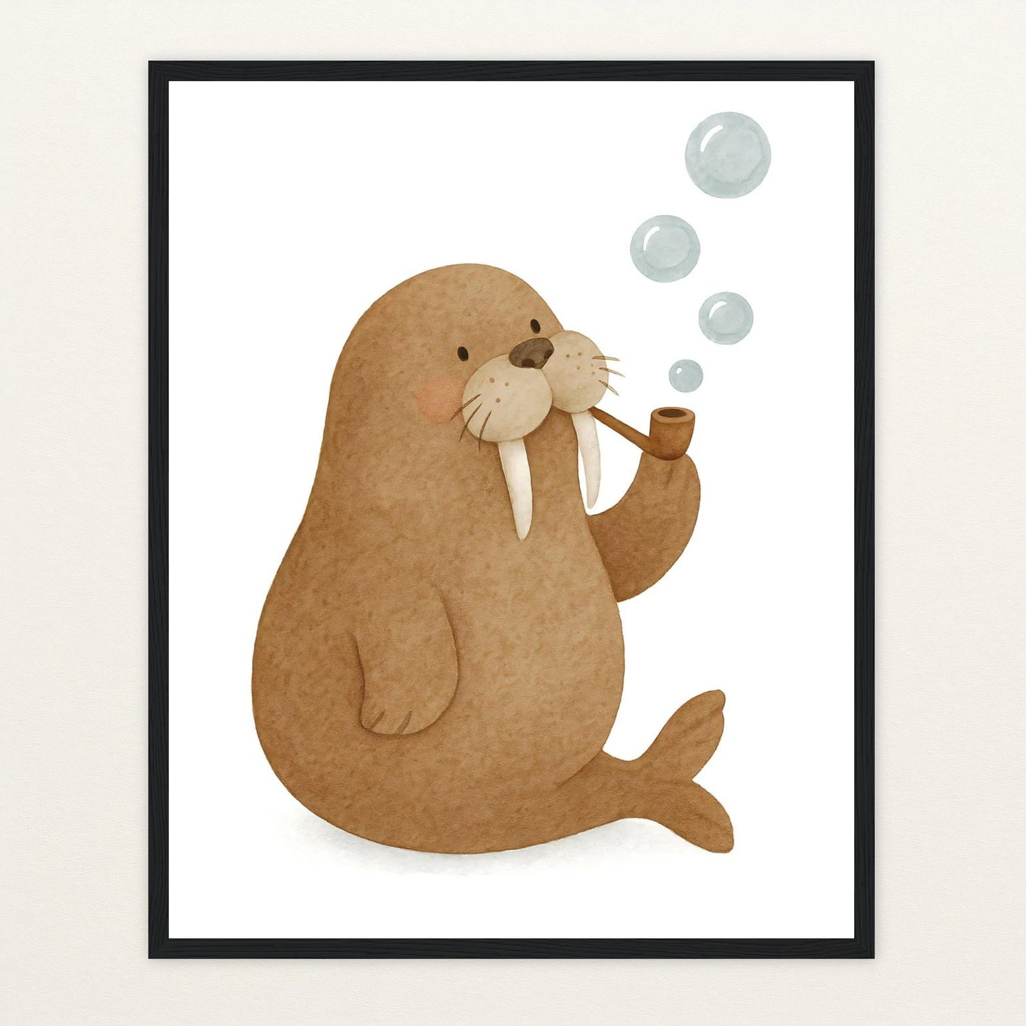 Wally das Walross - Motiv: "Blubbern" Poster mit Holzrahmen von tinylearner
