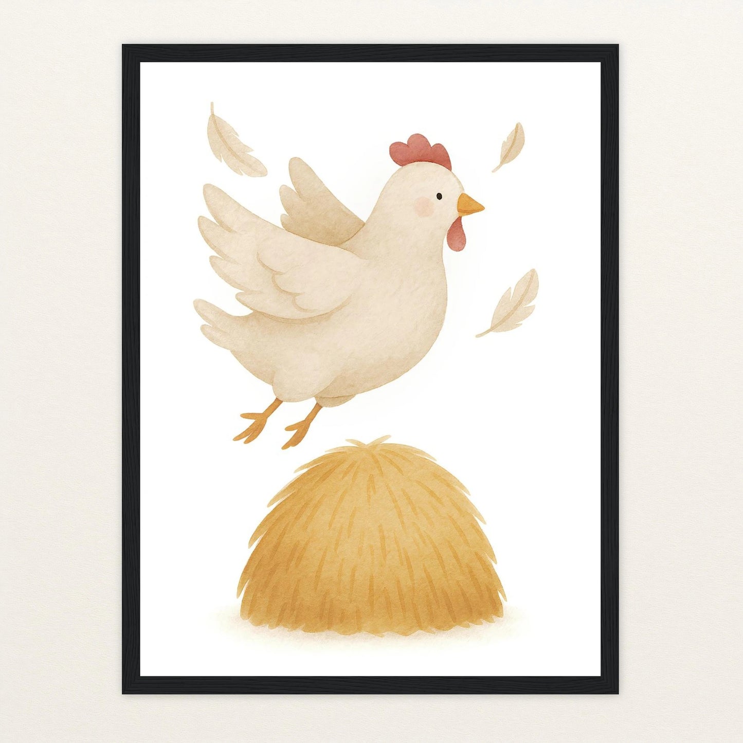 Hanni das Huhn - Motiv: "Heu" Poster mit Holzrahmen von tinylearner