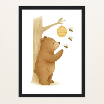 Balu der Bär - Motiv: "Bienenstock" Poster mit Holzrahmen von tinylearner