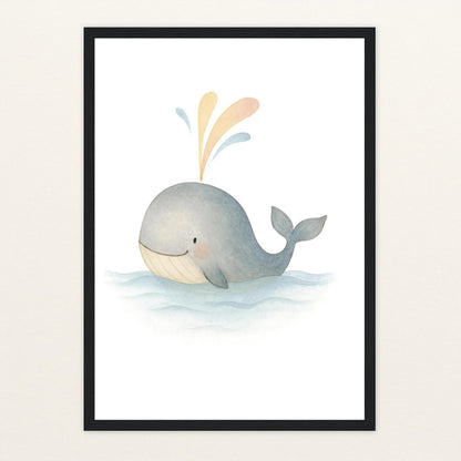 Willi der Wal - Motiv: "Freude" Poster mit Holzrahmen von tinylearner