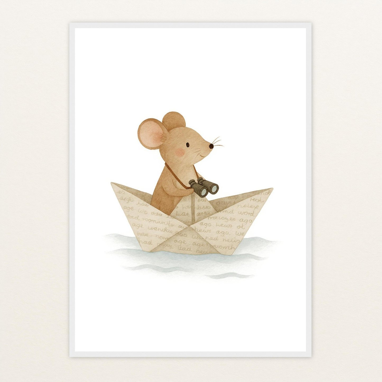Mimi die Maus - Motiv: "Papierschiff" Poster mit Holzrahmen von tinylearner