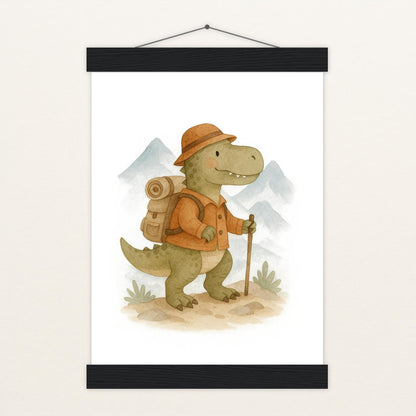 Dinosaurier T-Rex - Motiv: "Wandern" Poster mit Leisten von tinylearner