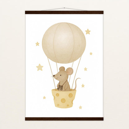 Mimi die Maus - Motiv: "Heißluftballon" Poster mit Leisten von tinylearner