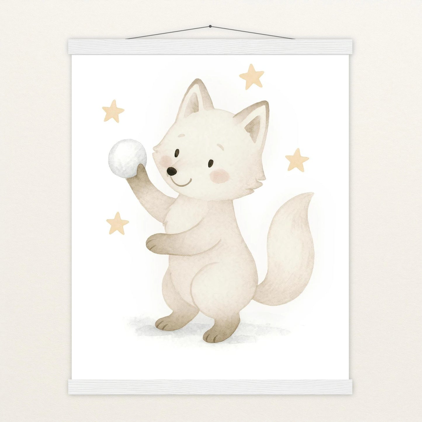 Pino der Polarfuchs - Motiv: "Schneeball" Poster mit Leisten von tinylearner