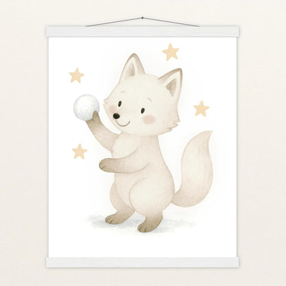 Pino der Polarfuchs - Motiv: "Schneeball" Poster mit Leisten von tinylearner