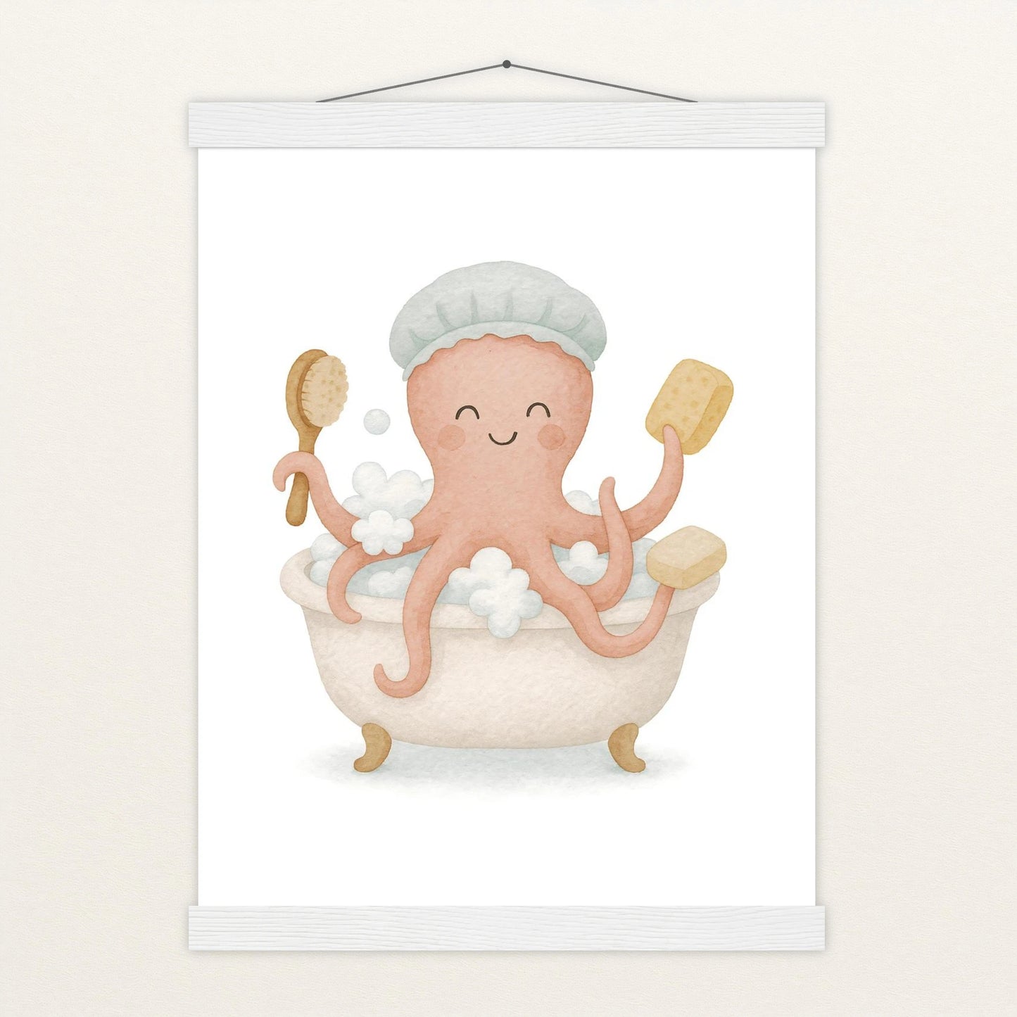 Tilli der Tintenfisch - Motiv: "Baden" Poster mit Leisten von tinylearner