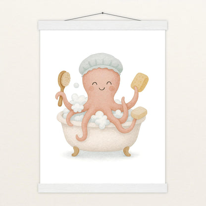 Tilli der Tintenfisch - Motiv: "Baden" Poster mit Leisten von tinylearner