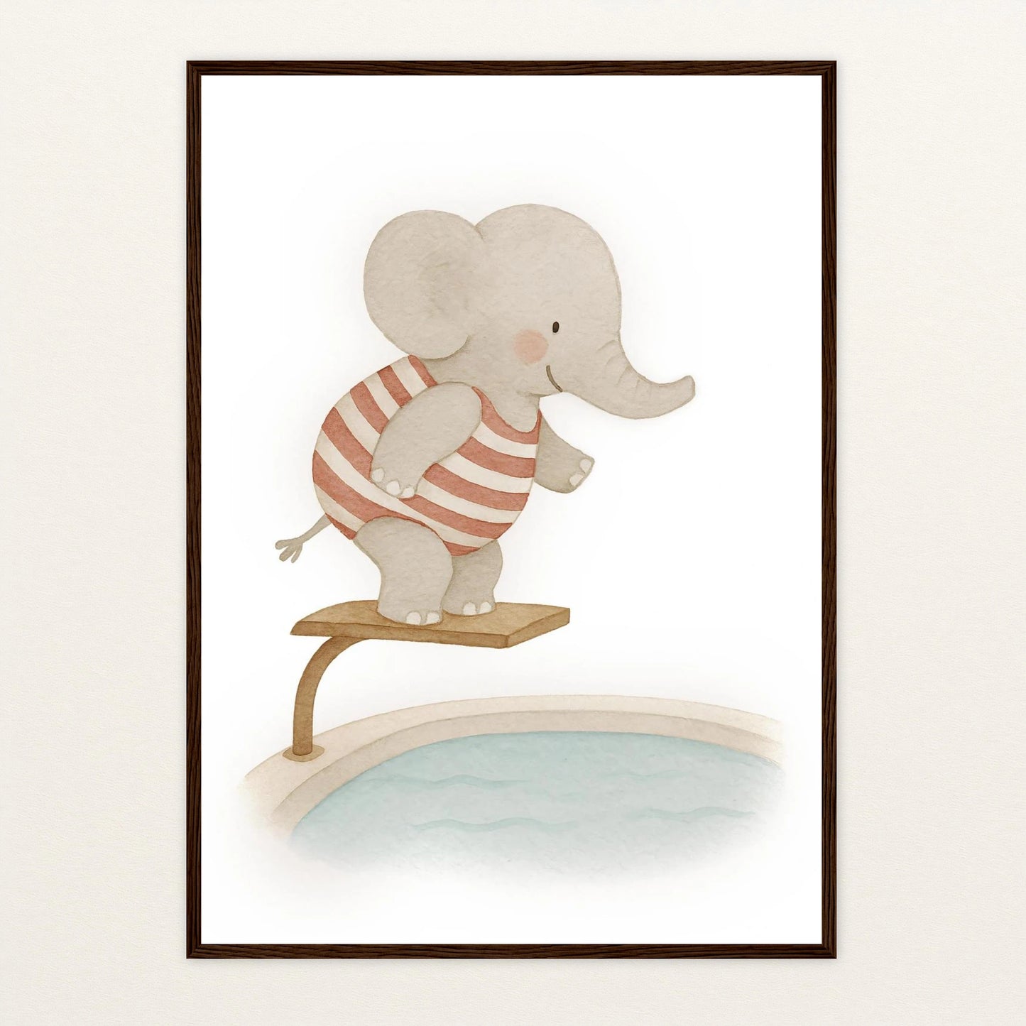 Emil der Elefant - Motiv: "Pool" Poster mit Holzrahmen von tinylearner