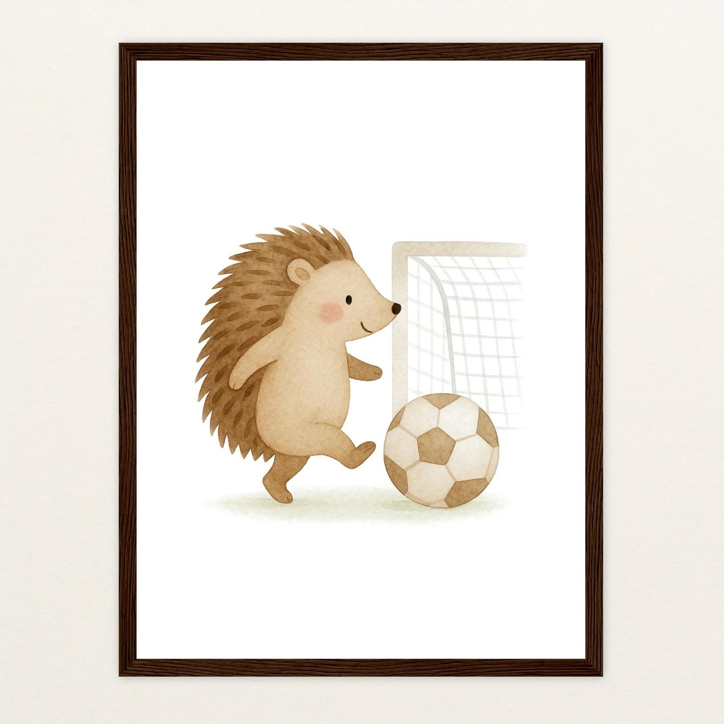 Iggi der Igel - Motiv: "Fußball" Poster mit Holzrahmen von tinylearner