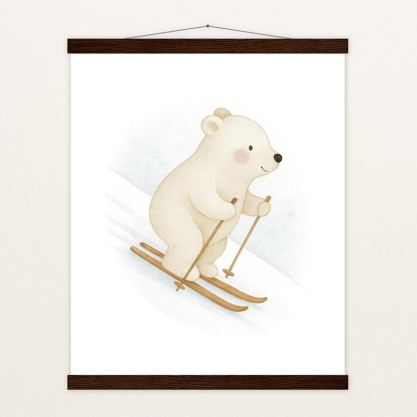 Pummel der Polarbär - Motiv: "Ski" Poster mit Leisten von tinylearner