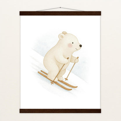 Pummel der Polarbär - Motiv: "Ski" Poster mit Leisten von tinylearner