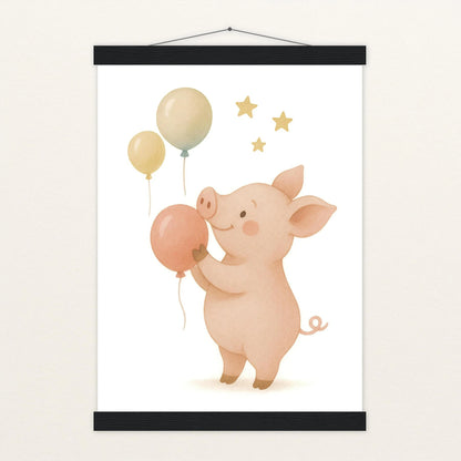 Susi das Schwein - Motiv: "Ballons" Poster mit Leisten von tinylearner