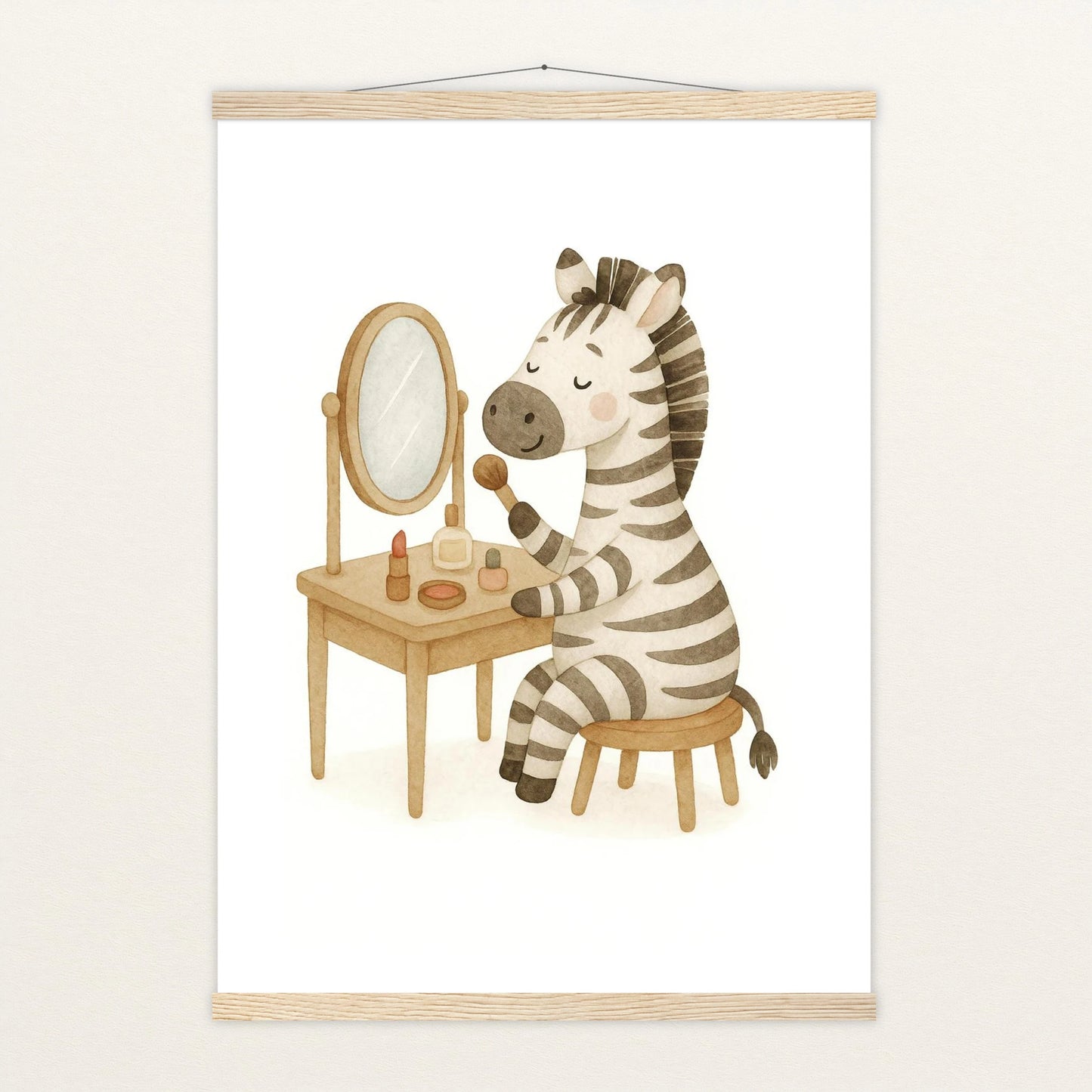 Zinni das Zebra - Motiv: "Schminken" Poster mit Leisten von tinylearner