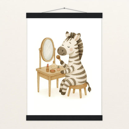 Zinni das Zebra - Motiv: "Schminken" Poster mit Leisten von tinylearner