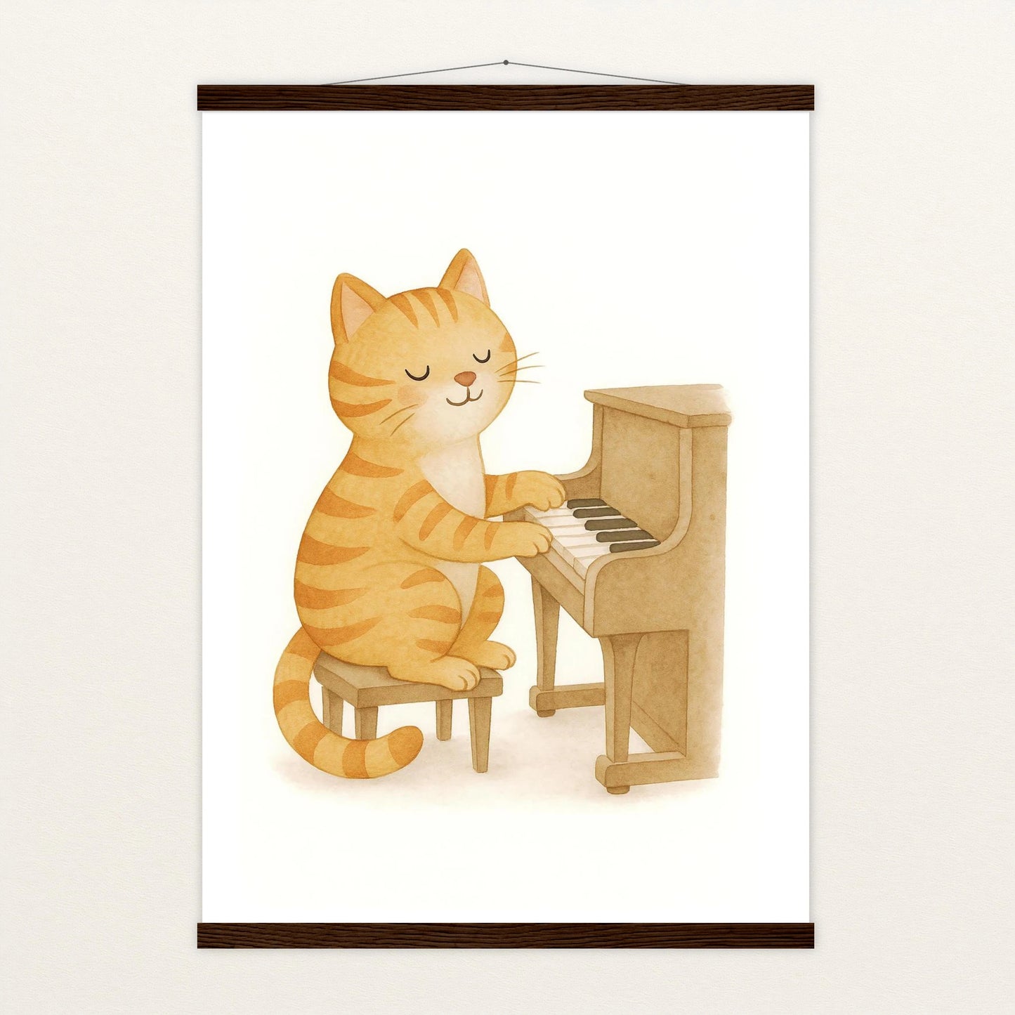 Kira die Katze - Motiv: "Klavier" Poster mit Leisten von tinylearner
