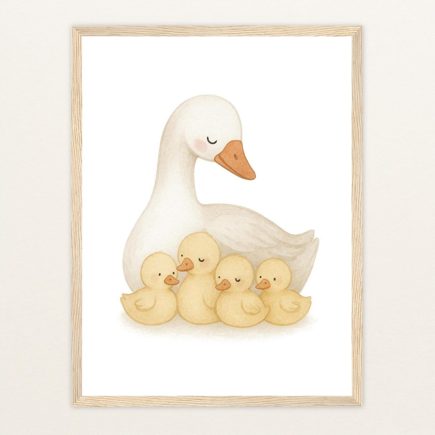 Gusi die Gans - Motiv: "Familie" Poster mit Holzrahmen von tinylearner