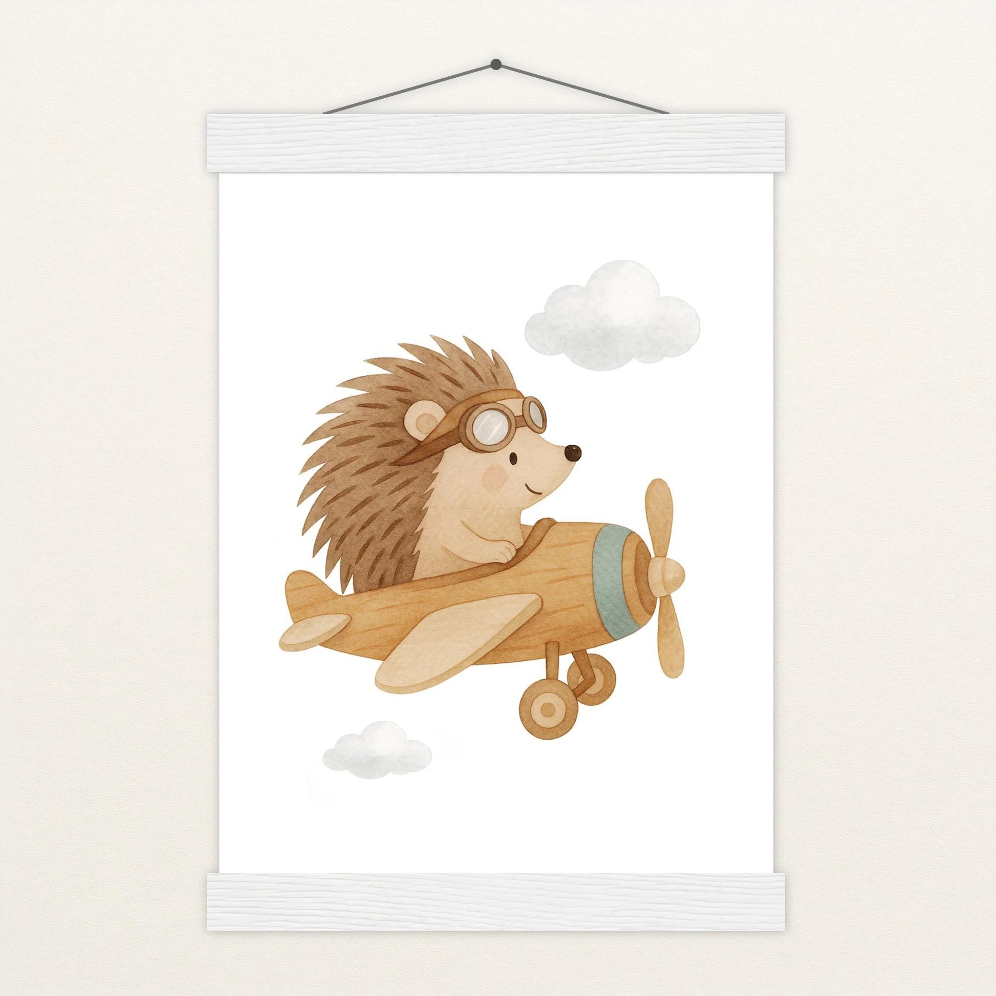 Iggi der Igel - Motiv: "Flugzeug" Poster mit Leisten von tinylearner