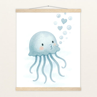 Quinn die Qualle - Motiv: "Luftblasen" Poster mit Leisten von tinylearner