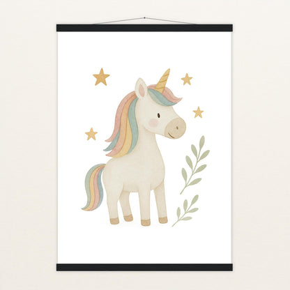 Luni das Einhorn Poster mit Leisten von tinylearner