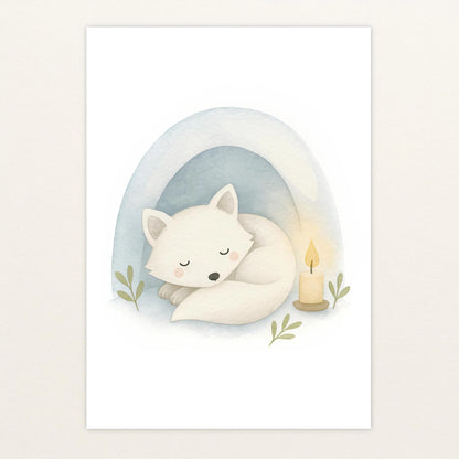 Pino der Polarfuchs - Motiv: "Schneehöhle" Poster von tinylearner