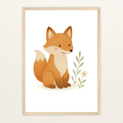 Finnegan der Fuchs Poster mit Holzrahmen von tinylearner