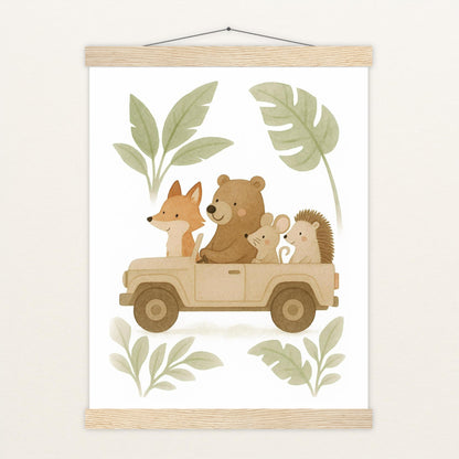 Tierfreunde - Motiv: "Safari" Poster mit Leisten von tinylearner