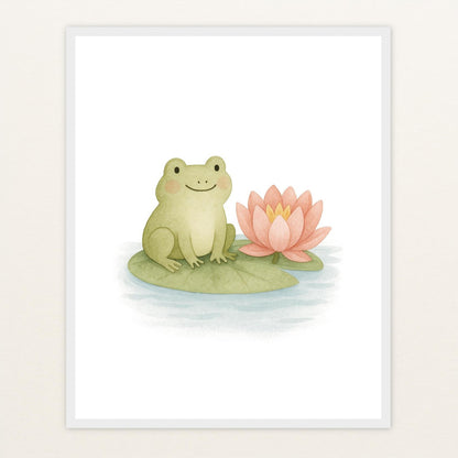 Flocke der Frosch Poster mit Holzrahmen von tinylearner