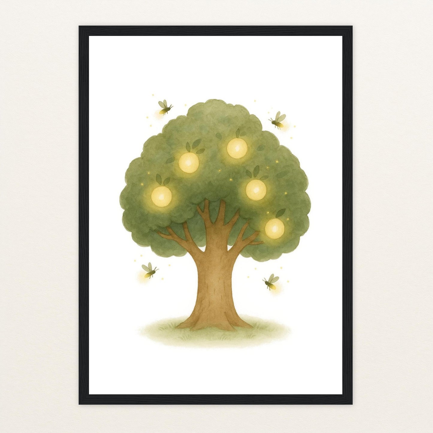 Leuchtbaum Poster mit Holzrahmen von tinylearner