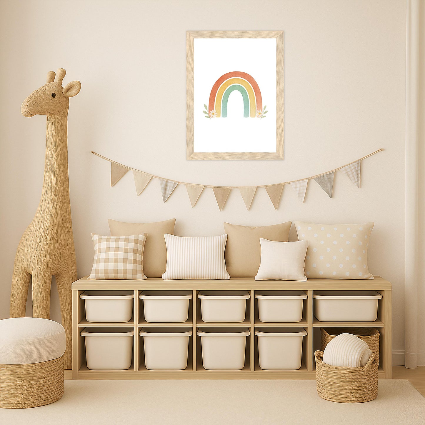 Regenbogen Poster mit Holzrahmen von tinylearner
