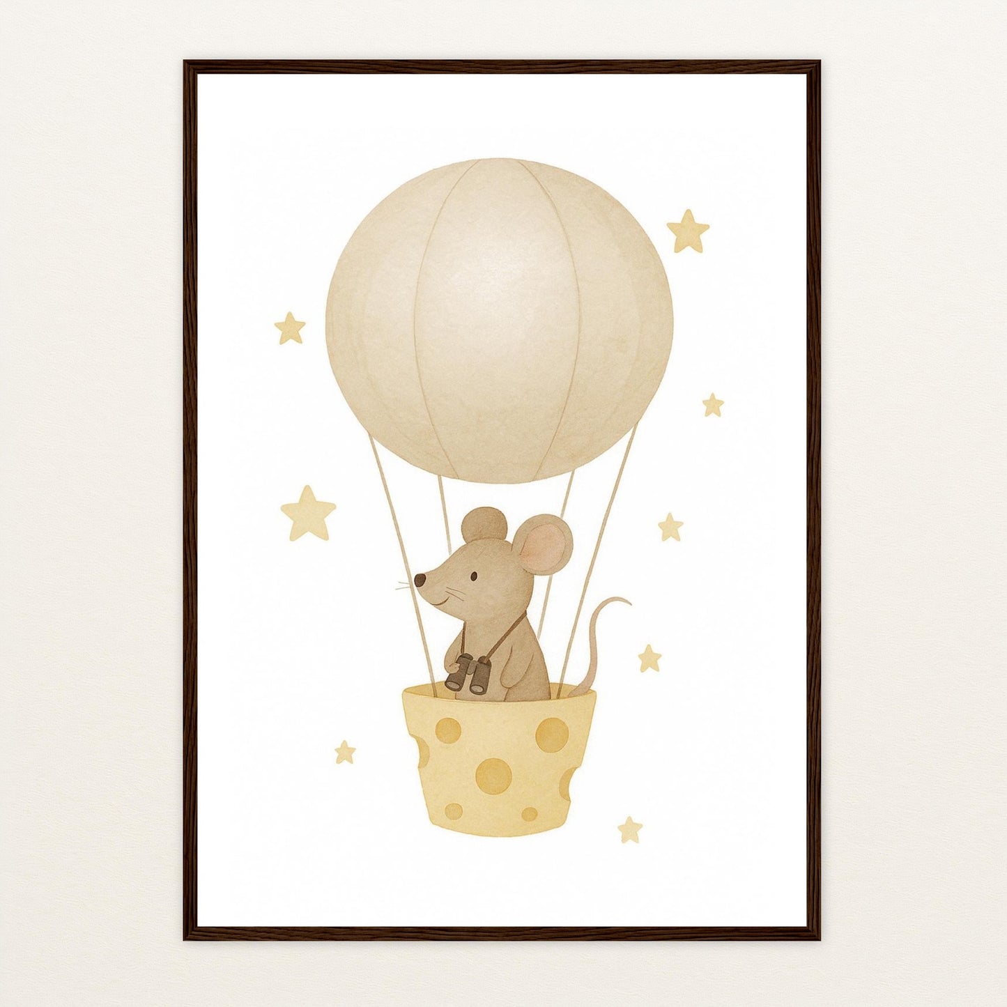 Mimi die Maus - Motiv: "Heißluftballon" Poster mit Holzrahmen von tinylearner