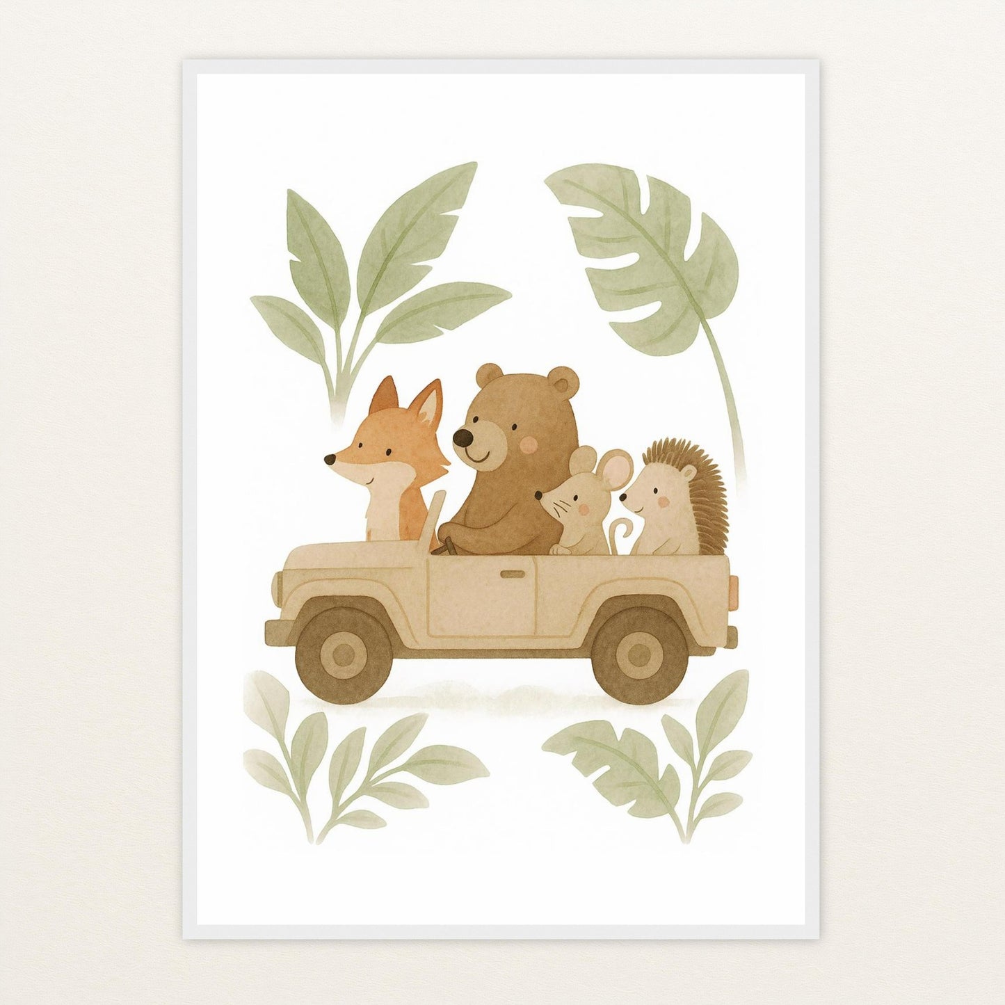 Tierfreunde - Motiv: "Safari" Poster mit Holzrahmen von tinylearner