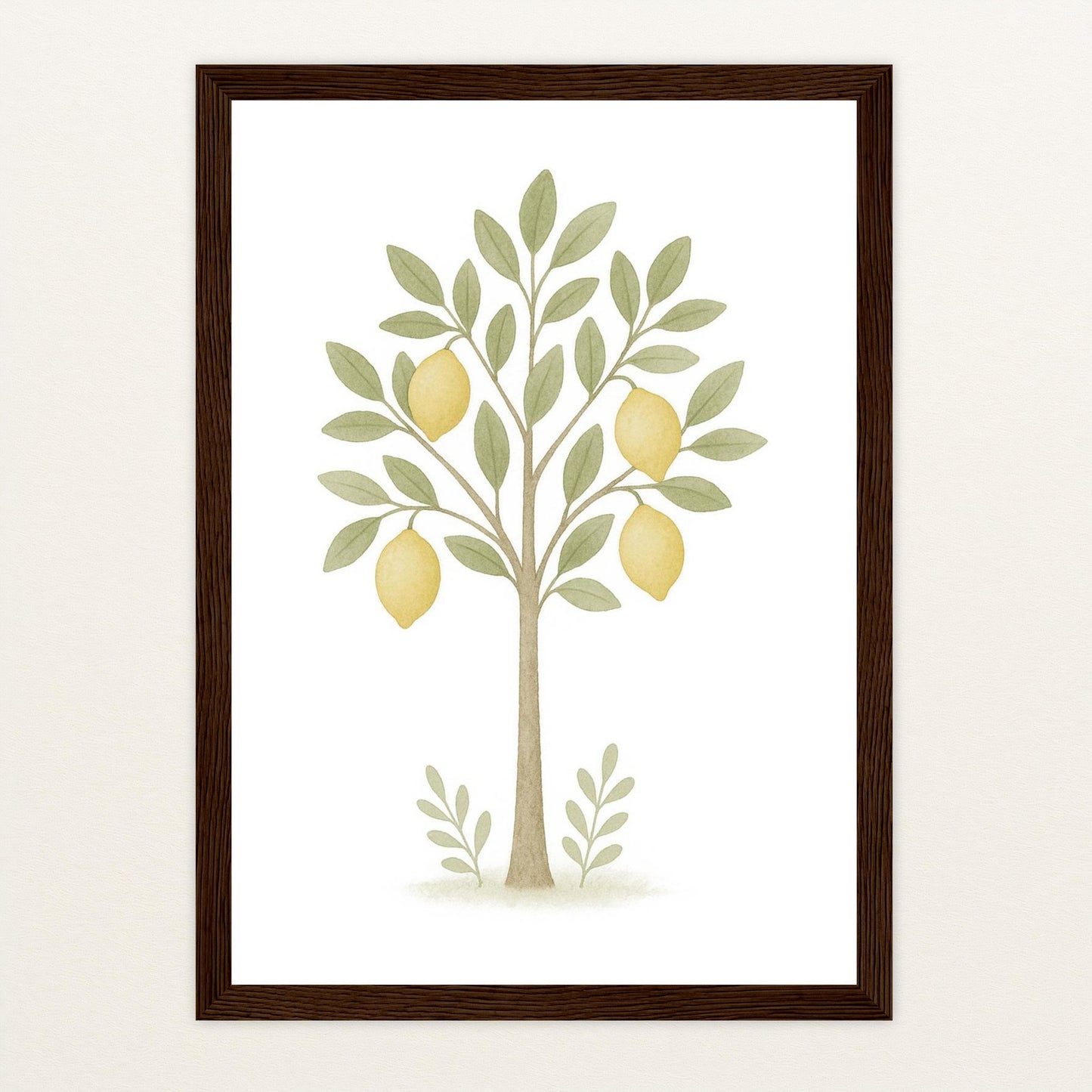 Zitronenbaum Poster mit Holzrahmen von tinylearner