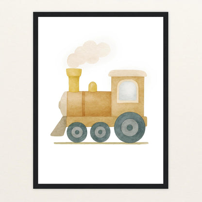 Lokomotive Poster mit Holzrahmen von tinylearner