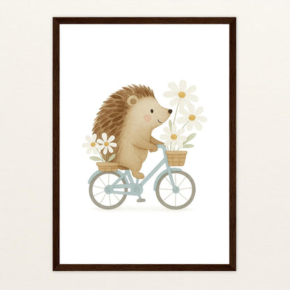 Iggi der Igel - Motiv: "Frühling" Poster mit Holzrahmen von tinylearner