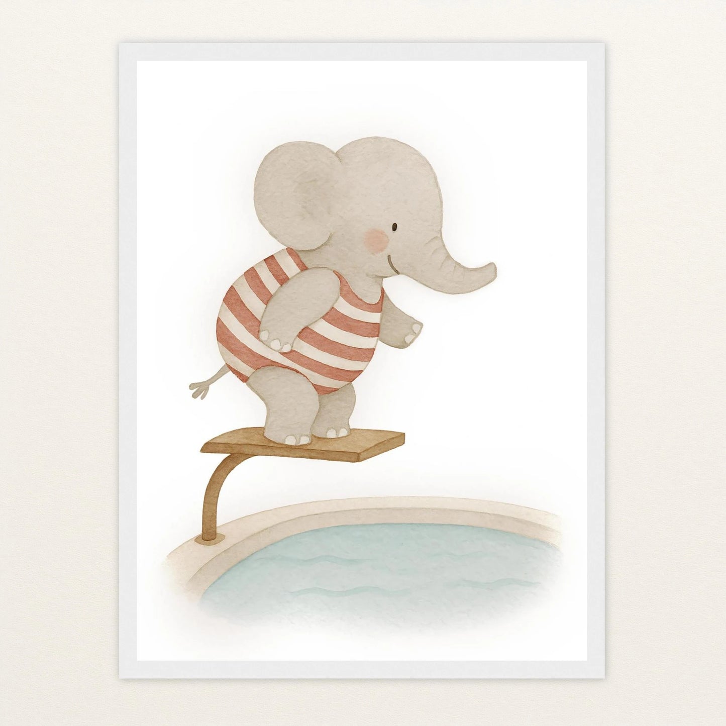 Emil der Elefant - Motiv: "Pool" Poster mit Holzrahmen von tinylearner